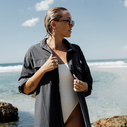 River + Sands long sleeve UPF 50+ fishing shirt in Coal – Australian sun protective apparel designed in Brisbane.