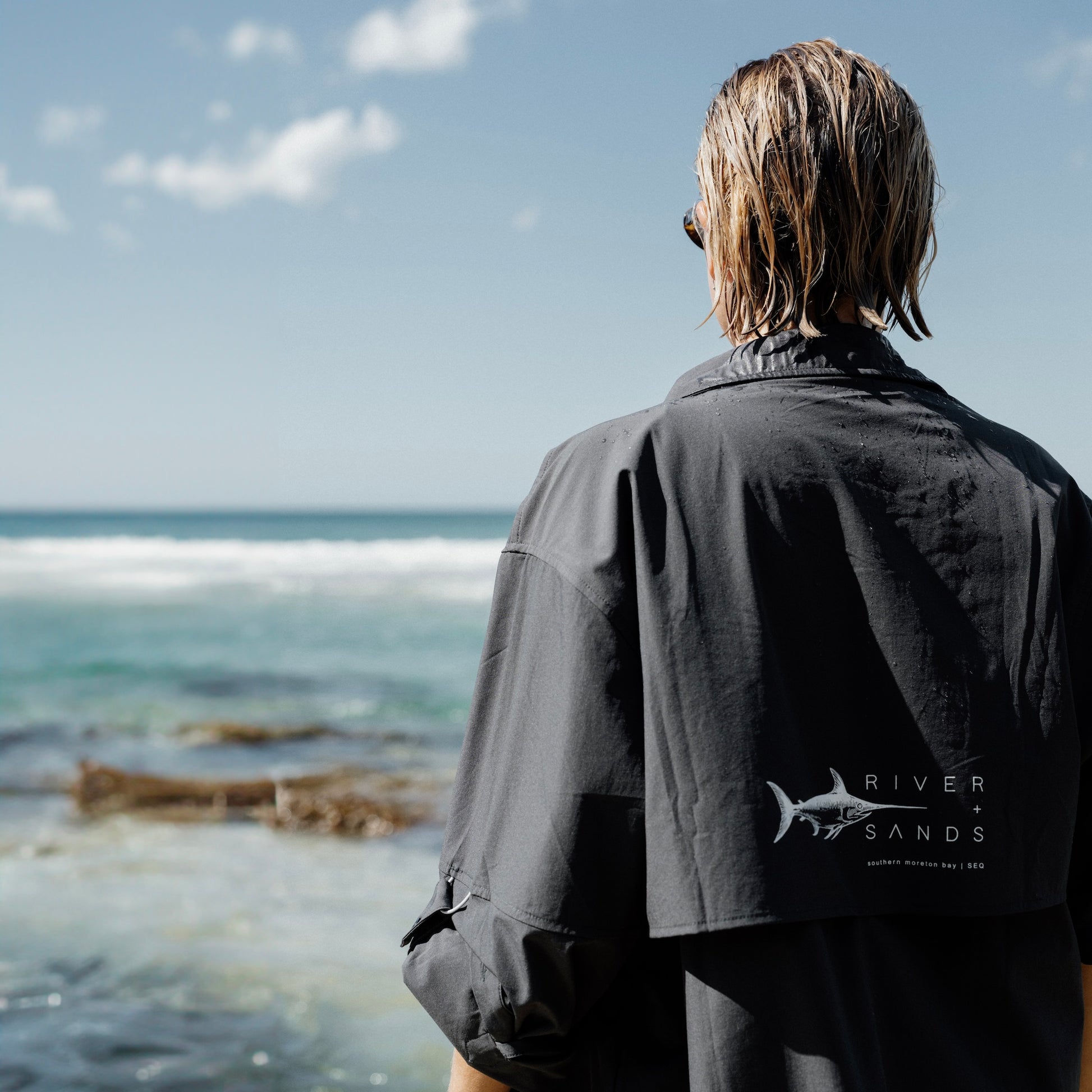River + Sands long sleeve UPF 50+ fishing shirt in Coal – Australian sun protective apparel designed in Brisbane.