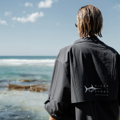 River + Sands long sleeve UPF 50+ fishing shirt in Coal – Australian sun protective apparel designed in Brisbane.